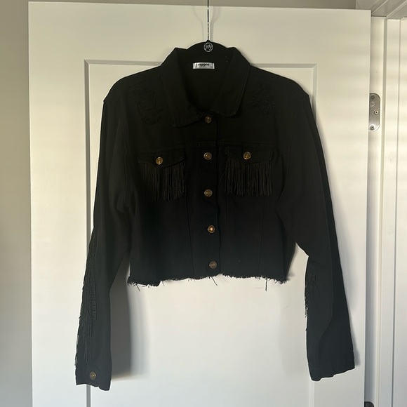 Zeagoo Women’s Fringe Jacket - Crop Denim Jacket - Picture 1 of 6